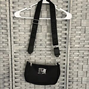 Black Crossbody Bag with Silver Logo